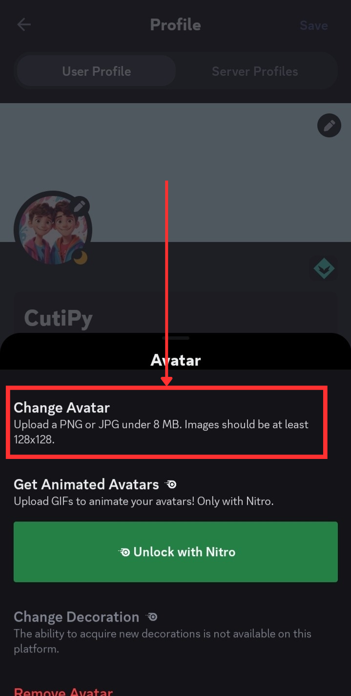 Changing Discord Avatar