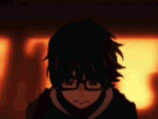 Sad Anime Boy at Train Station